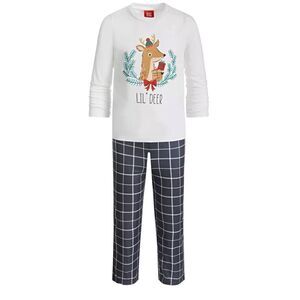 Family Pajamas Kids Set Pant T Shirt Graphic Deer Plaid Christmas NWT Size M (8)